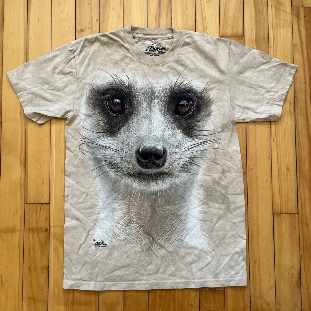 The Mountain Meerkat Face Graphic T Shirt Tan 2011 Size Small